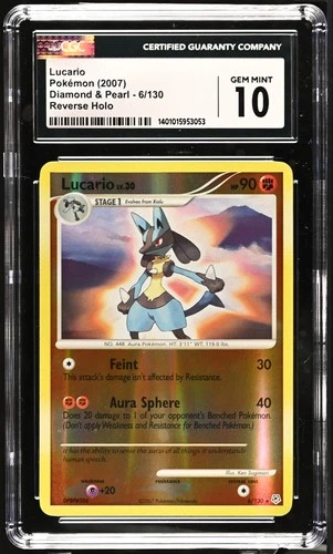 Pokemon Lucario Diamond & Pearl 6/130 Reverse Holo CGC 10 Gem Mint