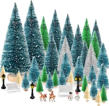 35 Pcs Christmas Village Set, Christmas Village Houses LED Holiday Village Figur