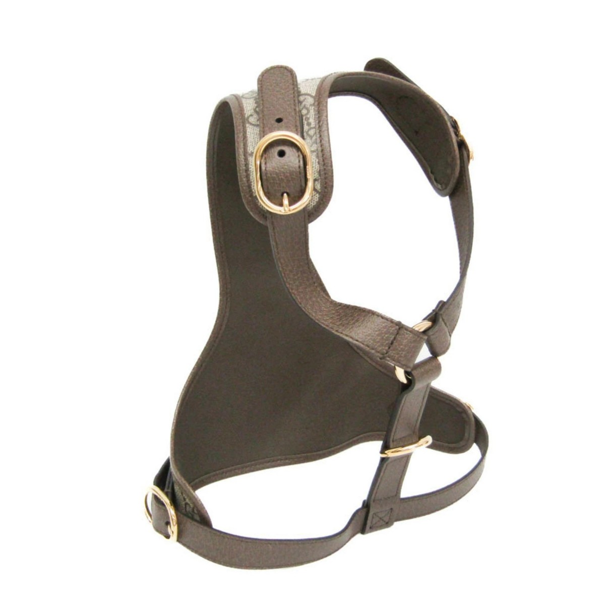 Gucci Auth GG Supreme 692964 Dog Harness PVC Leather Beige Dark Brown Used View 6