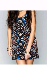 Show Me Your Mumu Bella Guatemala Trapeze Dress Geometric Mini Sz Med 