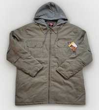 Wrangler men s canvas hooded work jacket 2XL quilted lining Green gray