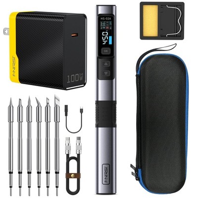 FNIRSI HS-02A 100W Portable Corded Soldering Iron Kit, 3S Fast Heating,...