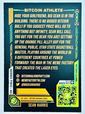 SEAN HARRIS Bitcoin Athlete #40 2023 Bitcoin Trading Cards Series