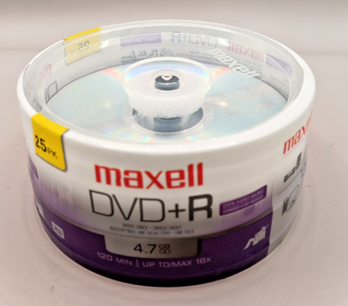 25 Pack Maxell DVD+R 16X Branded Disc Blank Media 4.7GB/120Min NEW - Afbeelding 2 van 7