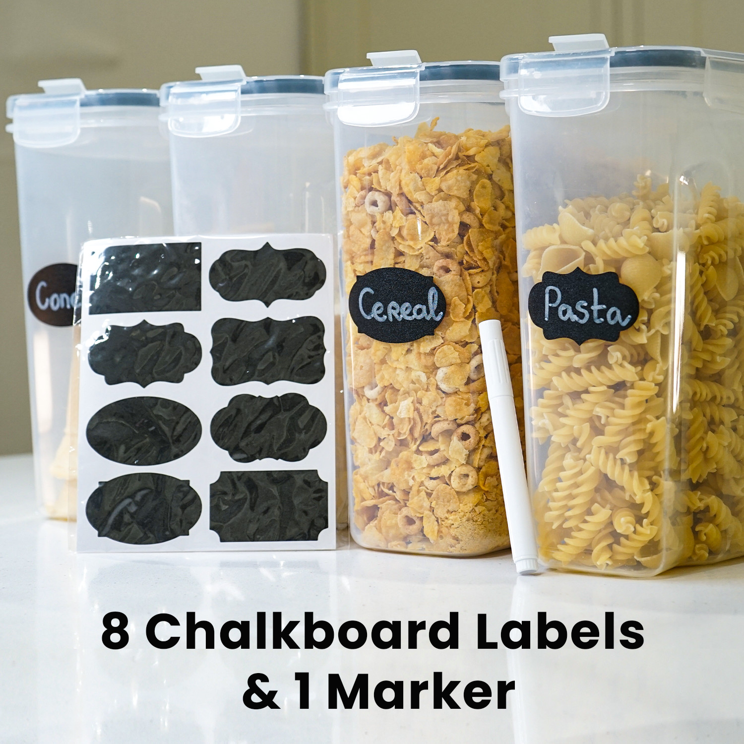 4pc Air Tight Storage Containers Cereal Food Dry Kitchen Pantry Dispenser