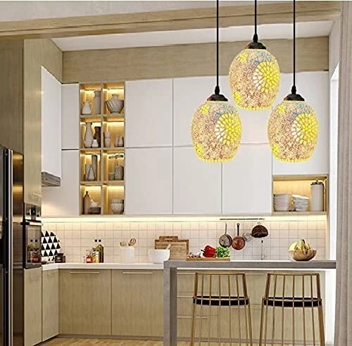 Moroccan Lantern Ceiling Mosaic Chandelier Hanging 3 Lamps Turkish Pendant Light - Image 2 of 4