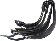 Yibuy Adjustable Accordion Shoulder Strap Set PU leather Black Set of 2