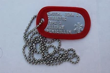 Custom Personalized Embossed Medical Alert ID Stainless Steel  Military Dog Tag 