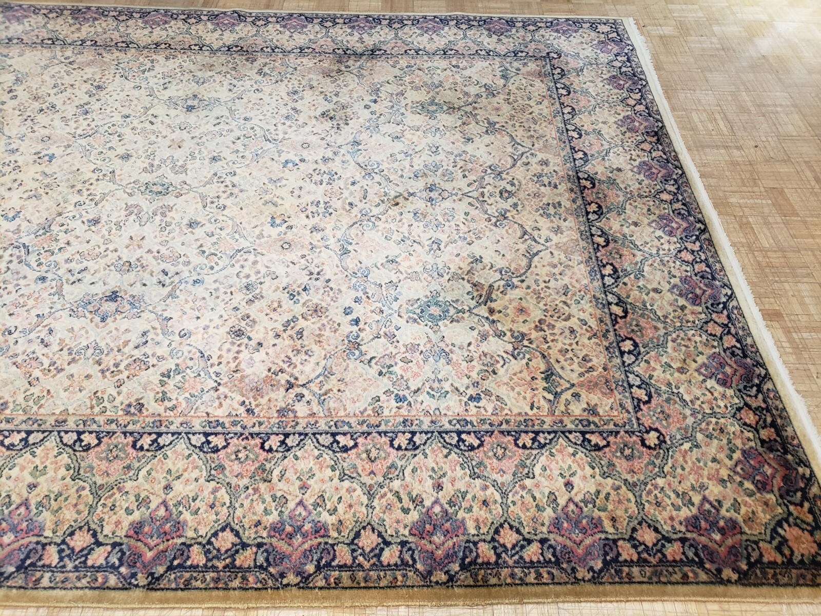 9x12 ANTIQUE KARASTAN IVORY FLORAL KIMAN 700 793 100 WOOL RUG