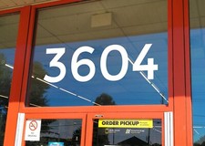 Bold Sans Serif Storefront Numbers Vinyl Decal  Transom Office Address  MONT 