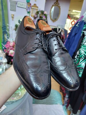 Hanover Vintage Wingtip Brogue Oxford Dress Shoes Men’s Size 11 black Vintage Hanover Black Leather Wingtip Brogue Oxford Dress  main image 4