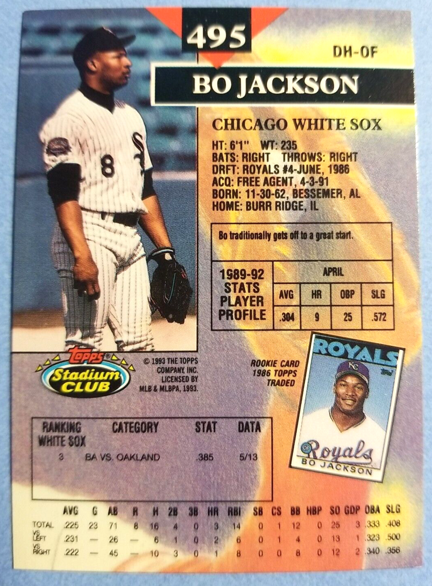 Bo Jackson Chicago White Sox 1993 Topps Stadium Club #495 Baseball