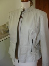 Next Leather Biker Jacket 16 14 Ivory White Real Racer Coat Short Soft Real