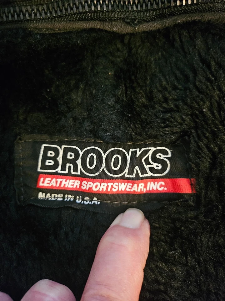 Chaqueta deportiva de cuero BROOKS negra para motocicleta forro con cremallera EE. UU. talla 32 Foto 4 de 4