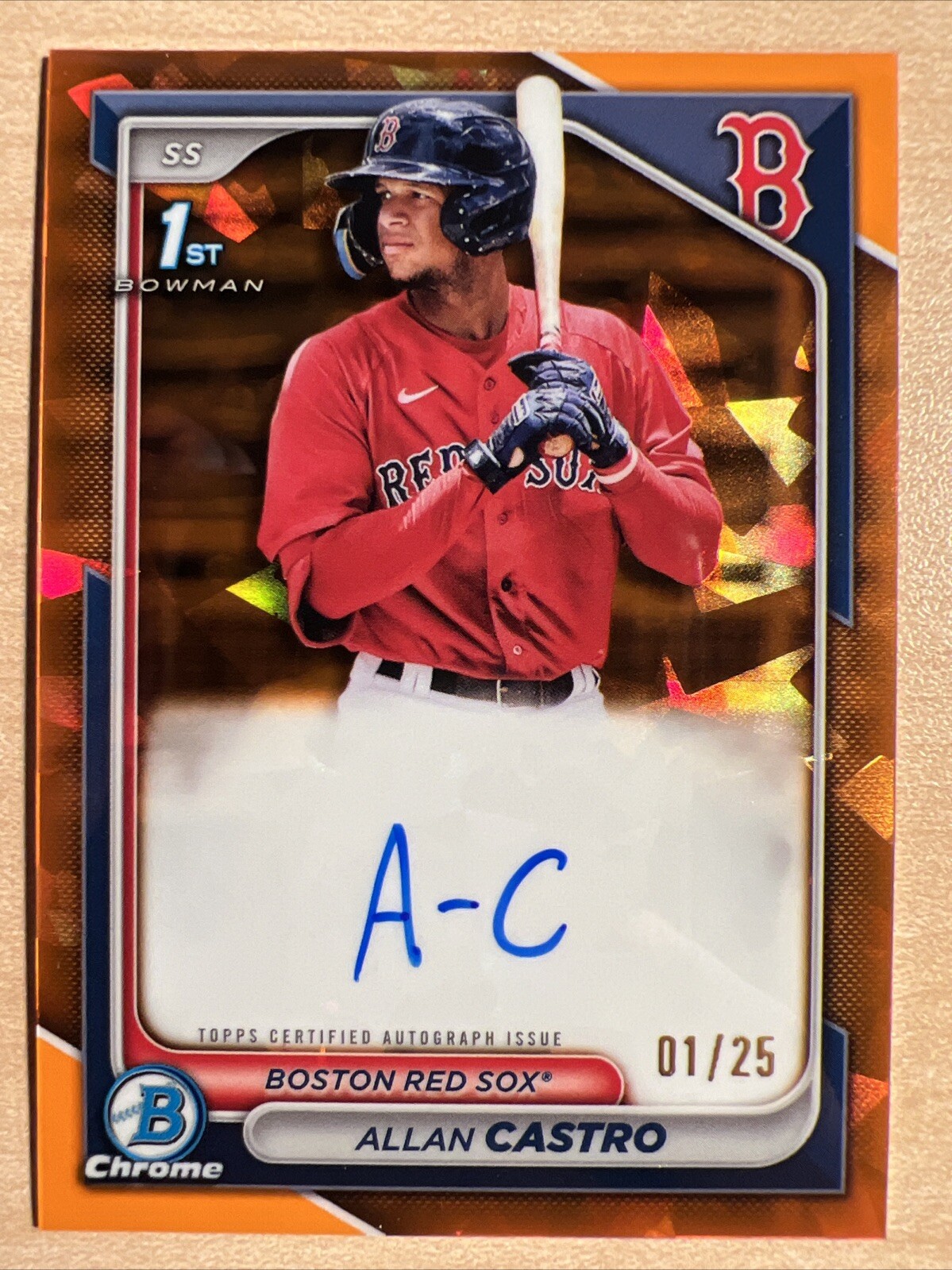 2024 Bowman Chrome ALLAN CASTRO 1st Bowman AUTO Orange Sapphire /25