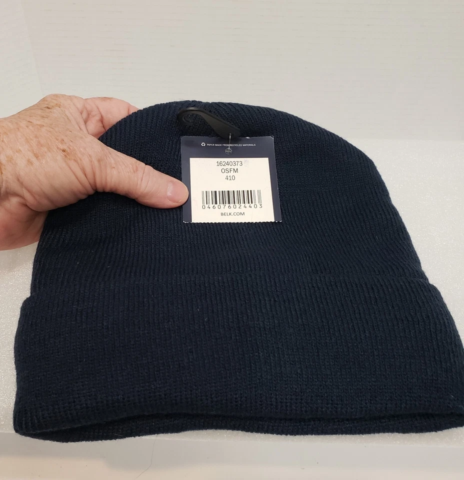 Gorro aislante Saddlebred forrado de lana tejido puños azul marino OSFM NUEVO CON ETIQUETAS Foto 3 de 4