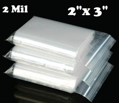 2''x 3'' ZIP SEAL BAGS CLEAR 2 MIL PLASTIC RECLOSABLE LOCK MINI BAGGIES 2MIL