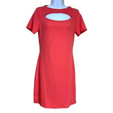 L Juniors Peach Love California Melon Ribbed Short Sleeve 11 13 Stretch Bodycon