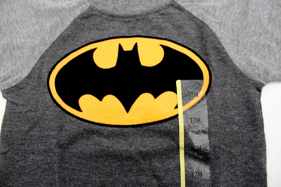 DC Comics Batman Niños Manga Corta Terciopelo Logo Gris Talla 12M Foto 2 de 3