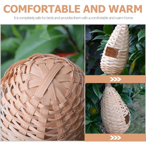 2Pcs Natural Hand Woven Parrot Bird Hanging Bird House Pet Cage - Picture 2 of 12