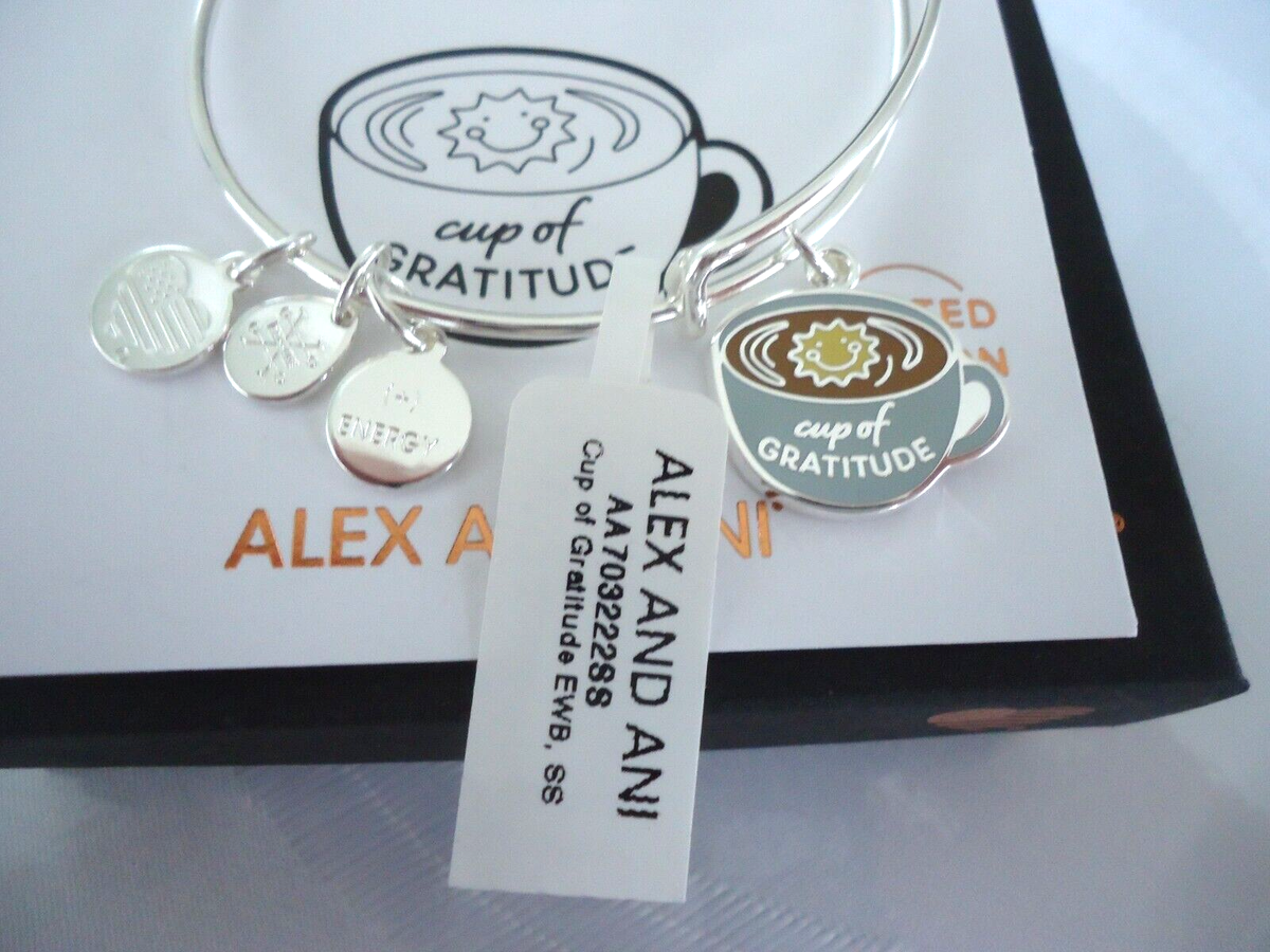 Alex and Ani 'Cup of Gratitude' Charm Bangle Bracelet in Shiny Silver