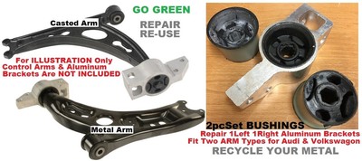 2pcSet Front Lower Control Arm Bushings fit Volkswagen Audi Aluminum Brackets