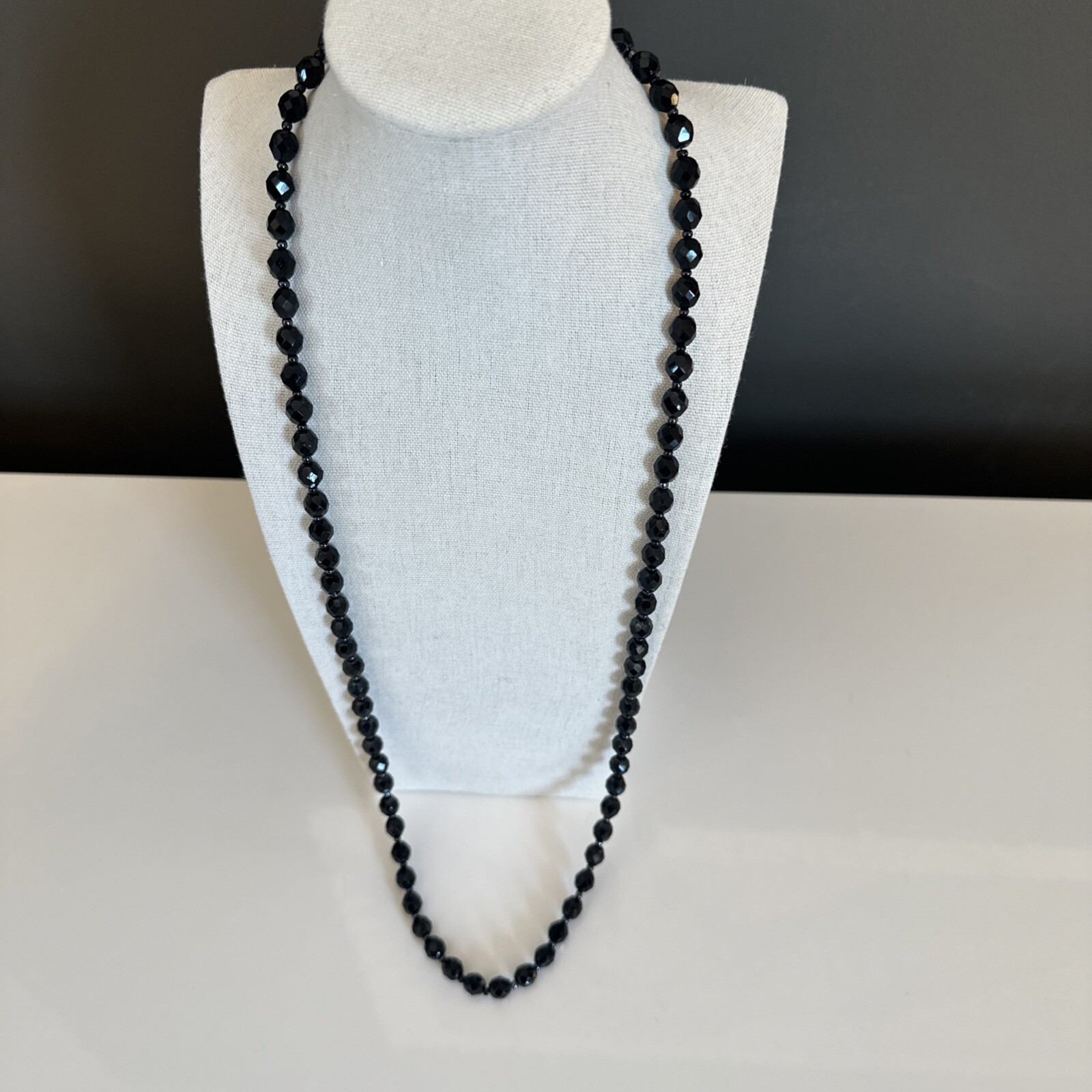 Kenneth Jay Lane KJL Black Bead Necklace 31" Vint… - image 3