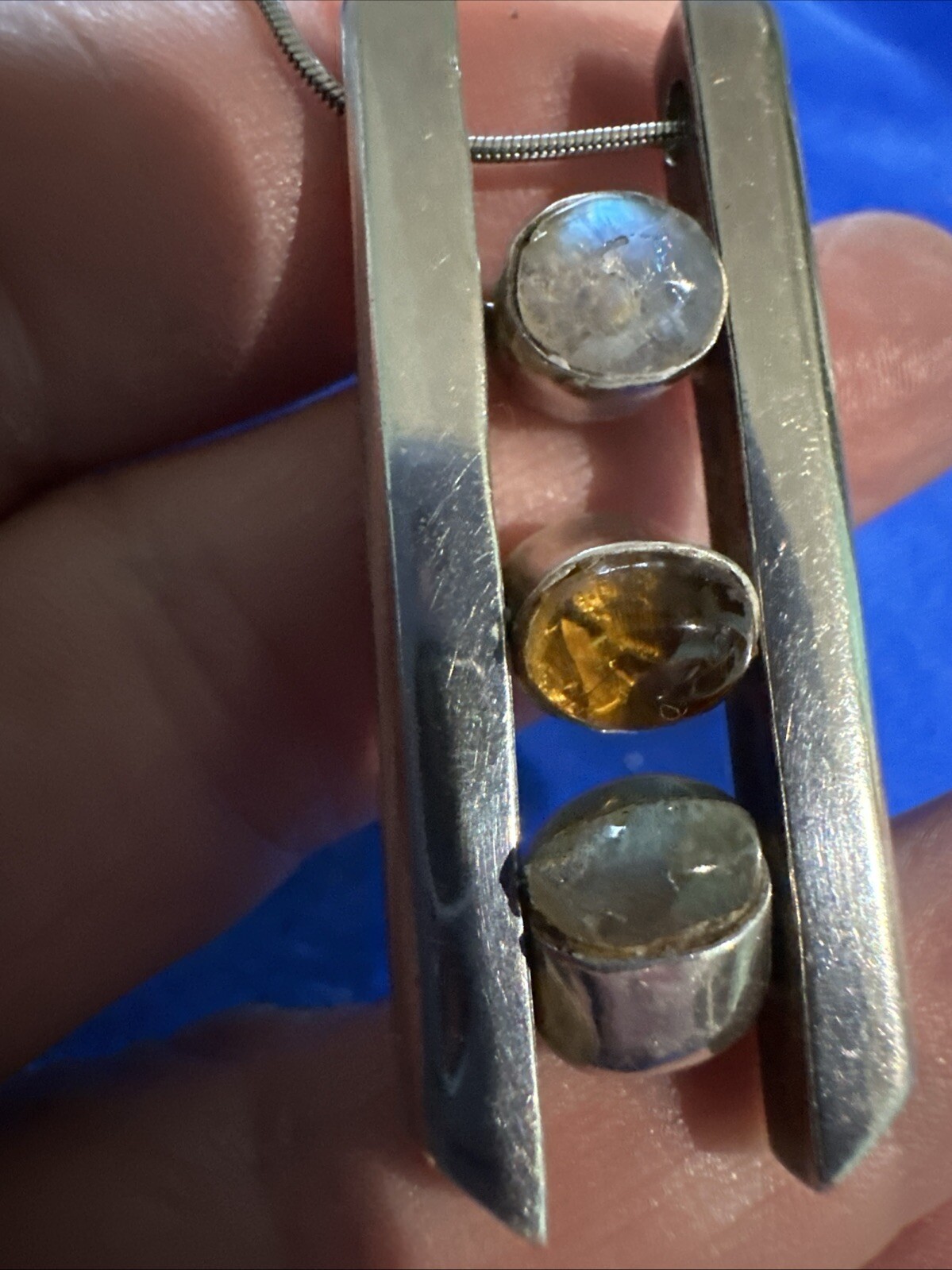 Hallmark 925 silver large Multi gemstone pendant/… - image 4