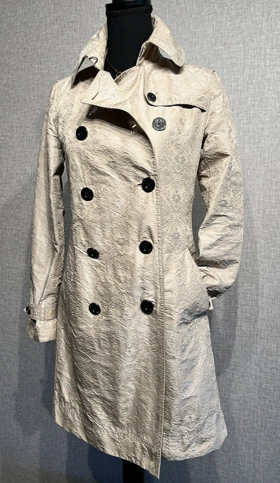 Martin + Osa SZ XS женщин двубортный бежевый цветочный текстуры пальто куртка без ремня - Изображение 2 из 4