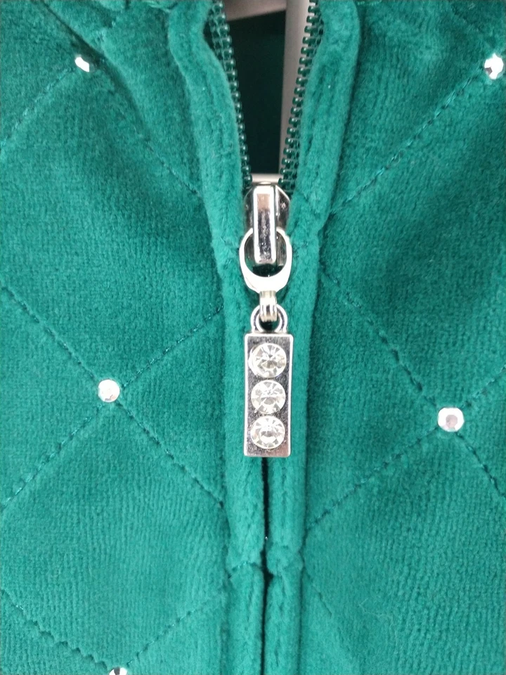 NWT Quacker Factory Womans Green Velvet Sparkle Zip Front Vest  Small  - Image 4 of 4