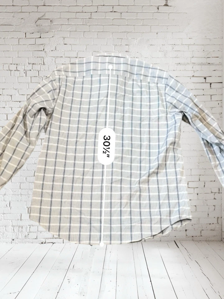 Camisa social masculina Egara xadrez Lg botão para baixo punho flip sem ferro Msrp$ 89- Nova - Imagem 3 de 4