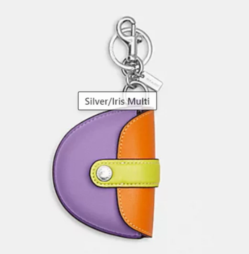 PORTACHIAVI COACH MINI BORSA SELLA CHARM CL456 PELLE COLORBLOCK FOB NUOVO CON ETICHETTE