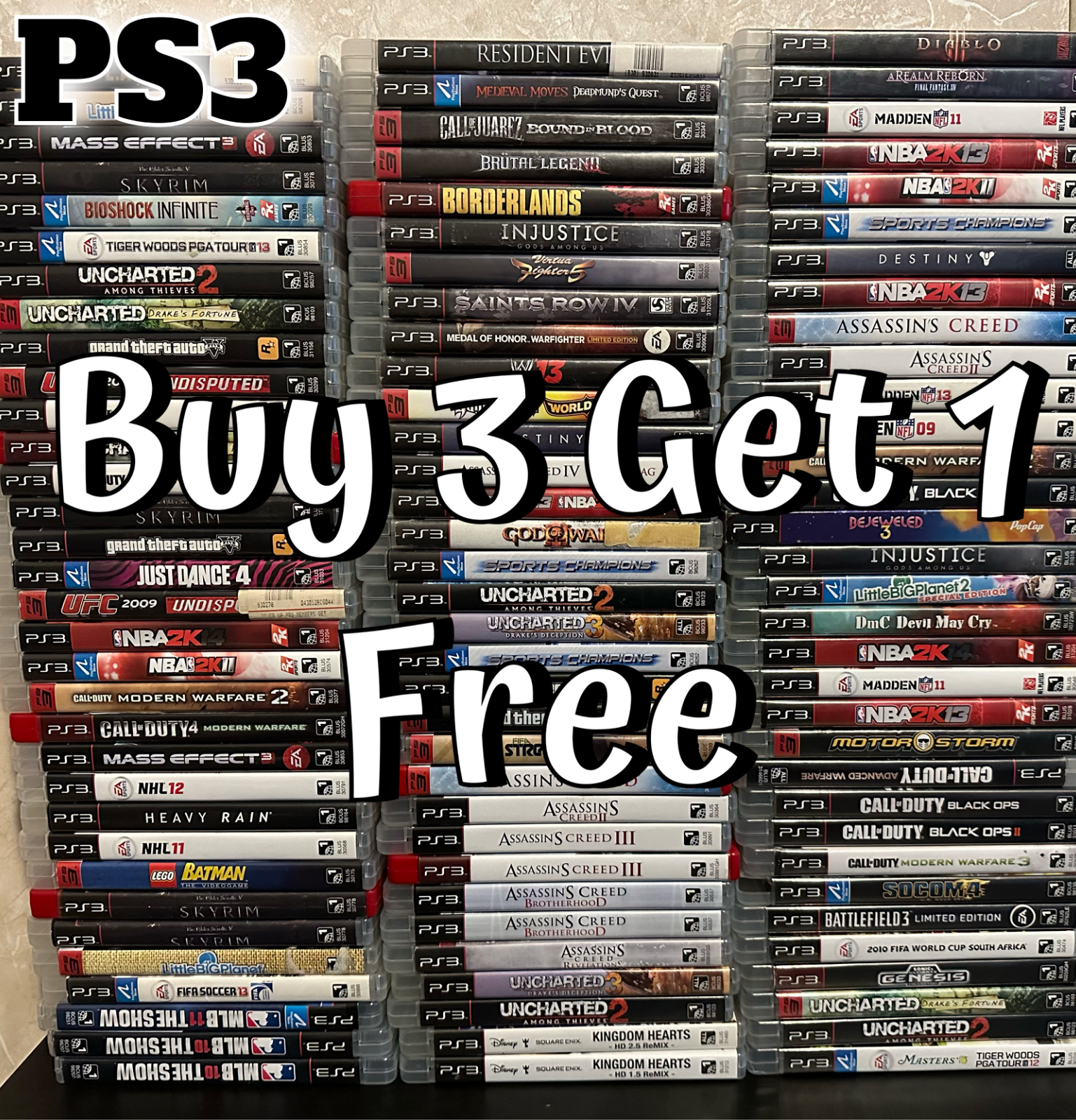 Buy 3 Get 1 Free PS3 Games - Pick Your Favorites - Fast Shipping