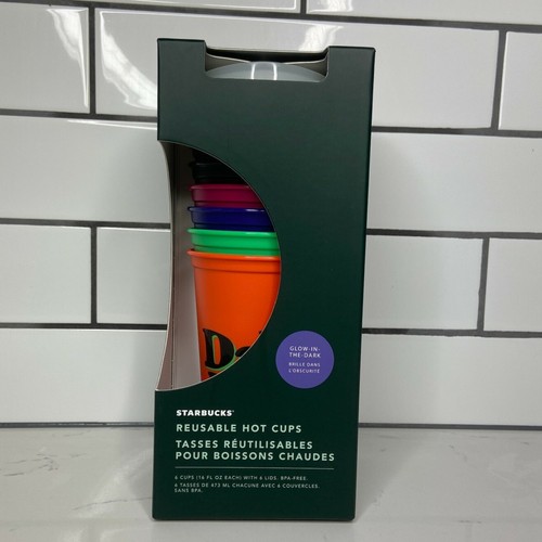 Tazze calde riutilizzabili Starbucks Halloween Glow In The Dark 2020 SPEDIZIONE VELOCE SEI TAZZE - Foto 2 di 3