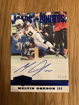 Melvin Gordon /25 Auto on Card Leaps and Bounds 2019 Plates & Patches Signature