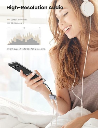 UGREEN 2-in-1 USB C to 3.5mm Adapter Audio & Charging PD3.0 Quick Charge - Picture 3 of 7