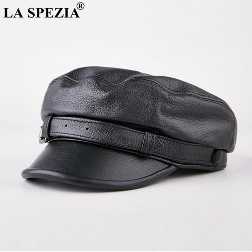 Retro Spring Men Leather Military Cap 