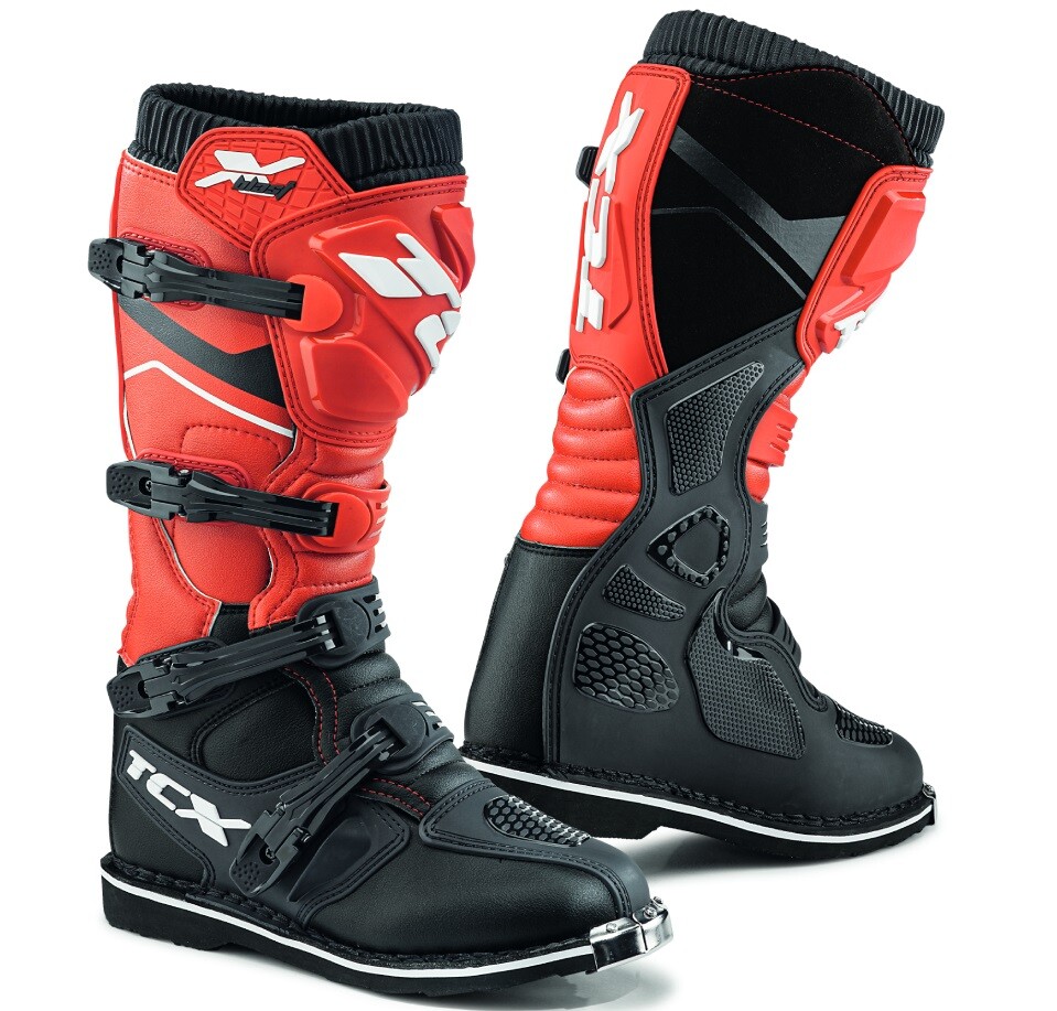 STIVALI BOOTS MOTO MX CROSS ENDURO TCX X-BLAST BLACK RED NERO ROSSO TG 42