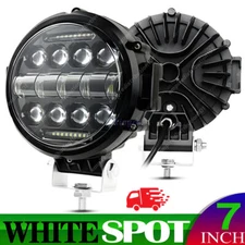 7" Round LED Pod Driving Light Bar Spot DRL Light Bumper Fog SUV Offroad ATV A++