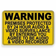 Warning Premises Under 24 Hr Audio Video Surveillance Sign / Decal   S51 /