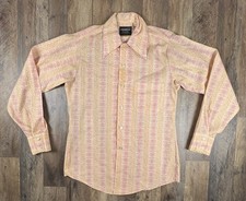 Vintage 70s Floral Disco Shirt Mens Long Sleeve Retro Hippie Party Button Down S