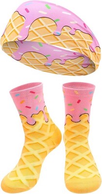 Ice Cream Baseball Headband and Ice Cream Sock Sports Elastic Sweatband Funny