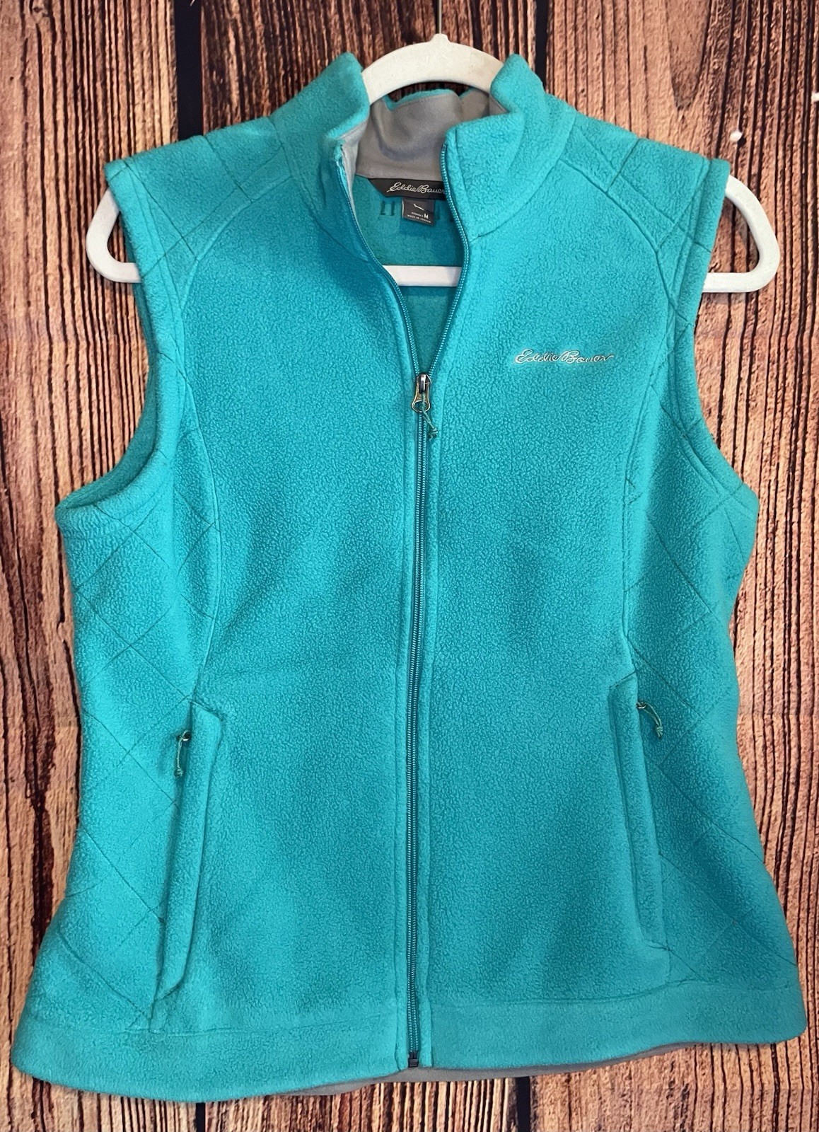 Eddie Bauer Womens Fleece Vest Sz Med Emerald Green Hiking Camping