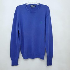 Polo Ralph Lauren Men's Knit Cotton Crew Neck Blue Pullover Sweater Size Large