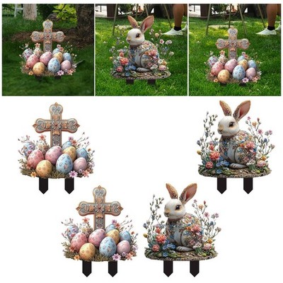 Easter Yard Stake Rasen Pfahl Acryl Party bevorzugt Skulptur Outdoor Dekoration