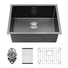 Black Kitchen Sink Undermount 22 x 18 inch, PVD Nano Stainless Steel Bar Sink...