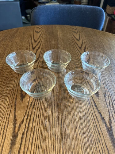 Vintage Pyrex Corning 463 Custard Cup Scalloped Edge 175ml Set Of 5