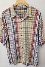 Men's Tommy Bahama Plaid Hawaiian Shirt, Size XL, 100 Silk