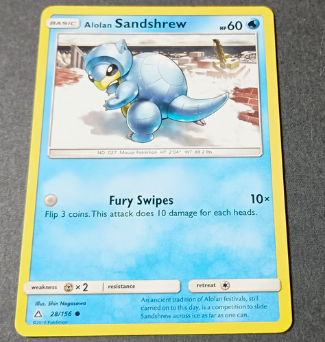 Alolan Sandshrew Sun & Moon 2018 English Common Regular Basic HP 60 28/156