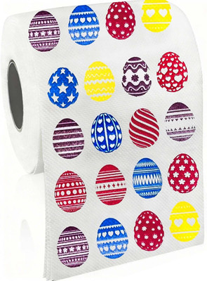 Easter Toilet Paper Decorations, Colored Easter Egg Pattern Toilet Paper Gifts,